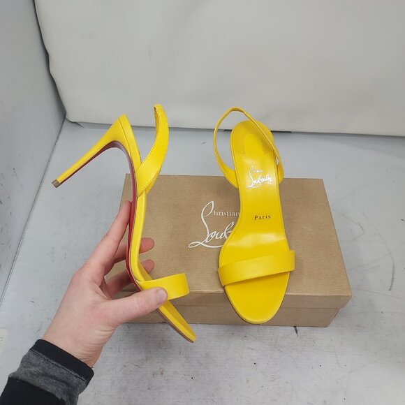 Christian Louboutin Shoes - Christian Louboutin O Marylin Leather Yellow Strappy Heel Sandal
